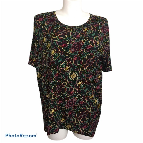 LuLaRoe neon print tunic top, size medium - Picture 1 of 6